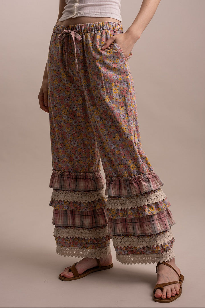 Artisan Floral Pink Cotton Pants
