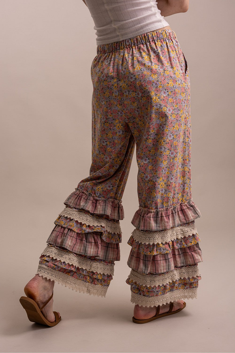 Artisan Floral Pink Cotton Pants