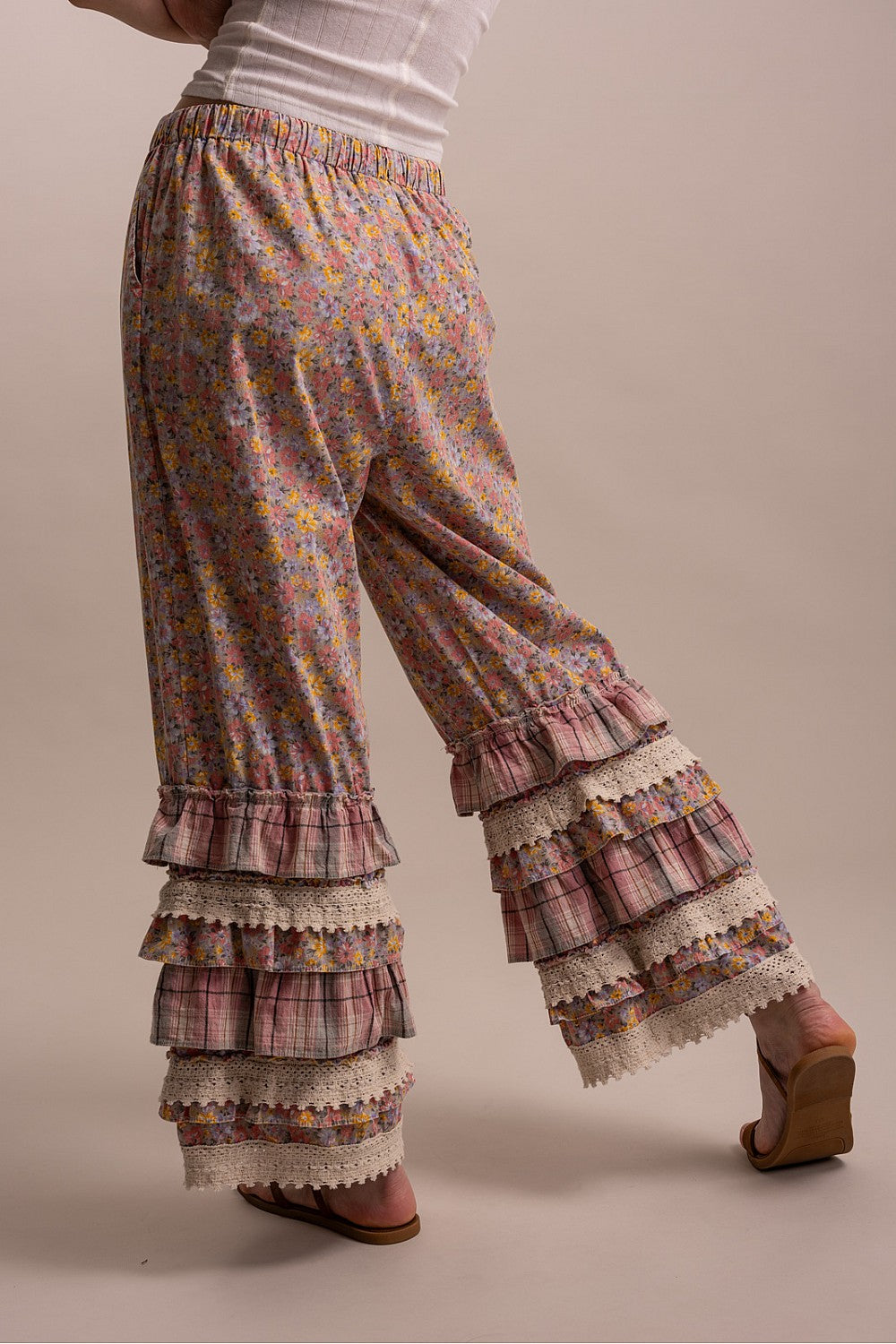 Artisan Floral Pink Cotton Pants
