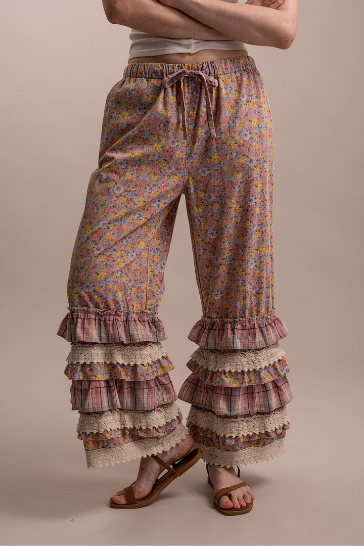 Artisan Floral Pink Cotton Pants