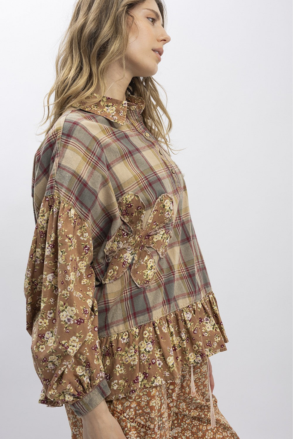 Petal And Plaid Cotton Top