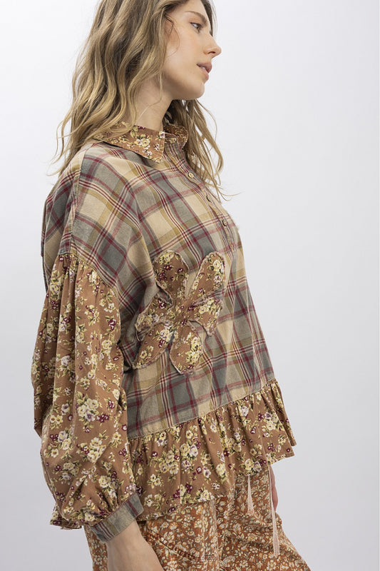 Petal And Plaid Cotton Top