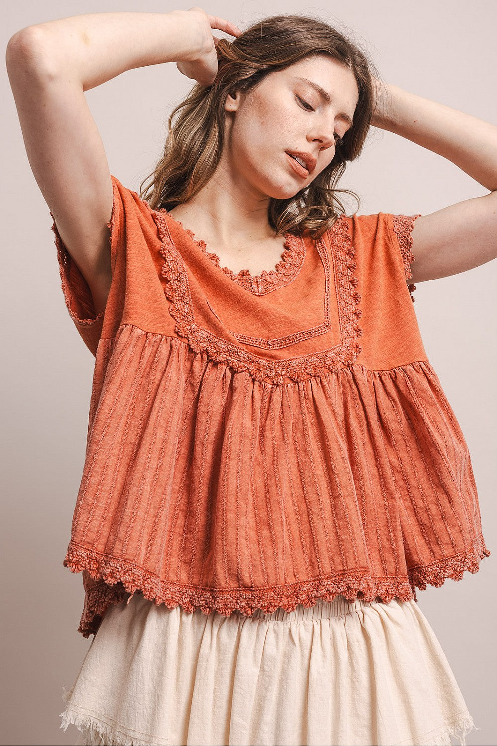 Sunset Coral Cotton Top