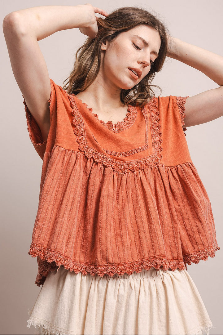 Sunset Coral Cotton Top