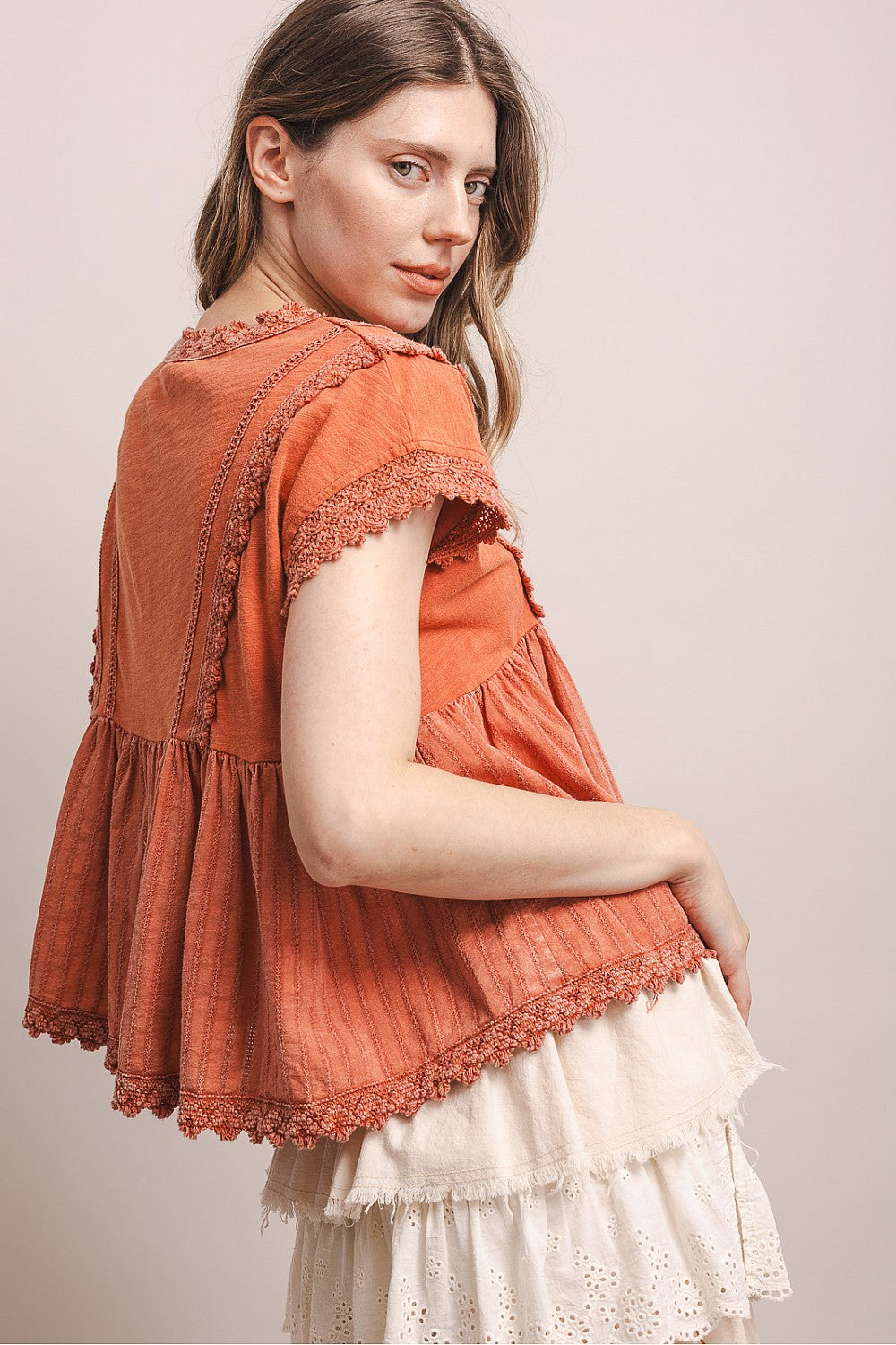 Sunset Coral Cotton Top