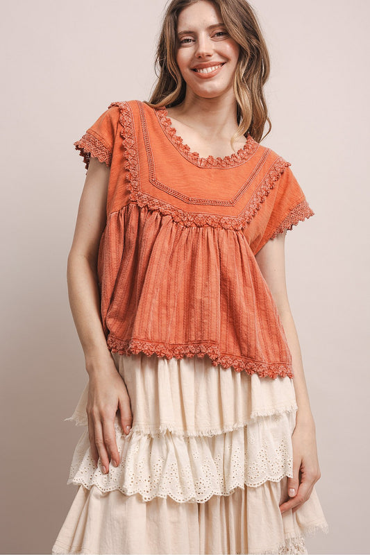 Sunset Coral Cotton Top