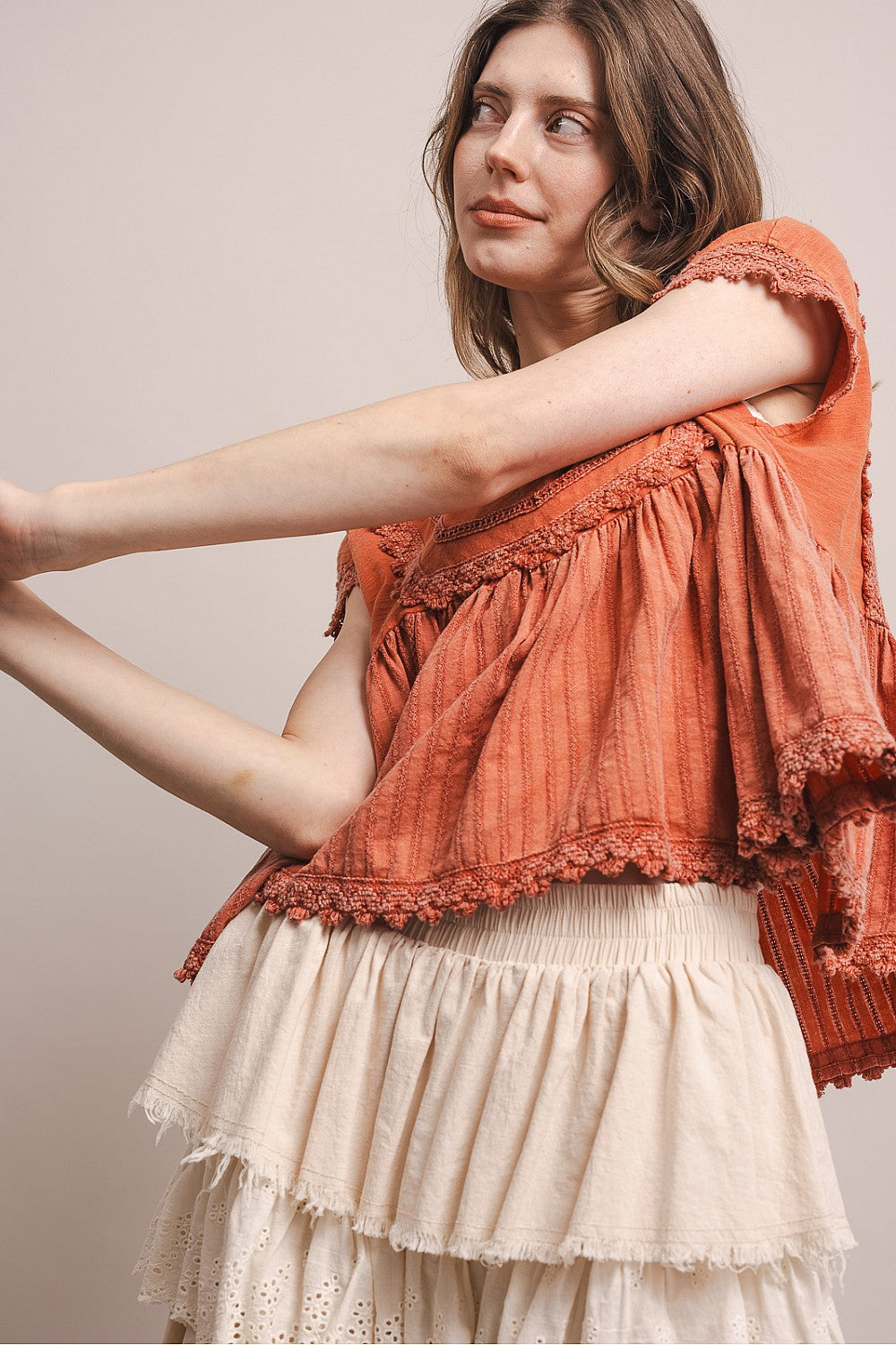 Sunset Coral Cotton Top