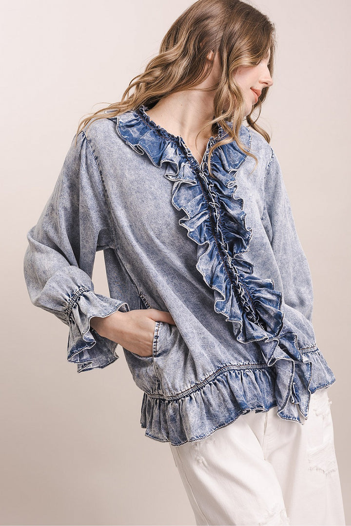 Whispering Willow Ruffle Blouse