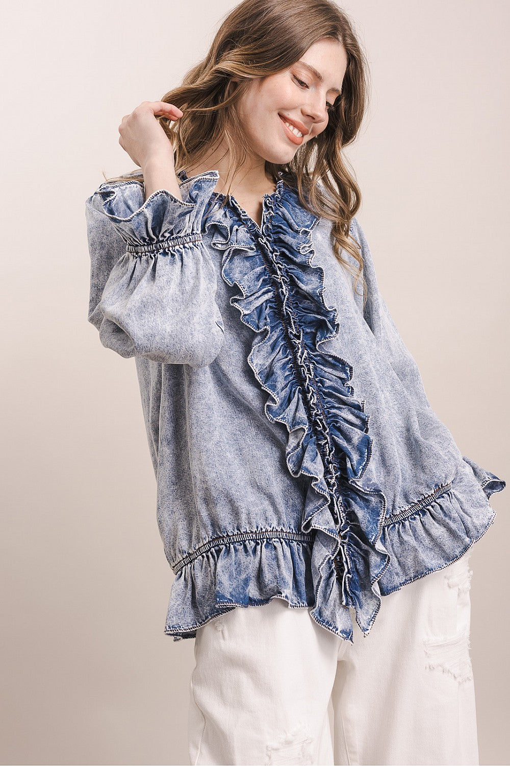 Whispering Willow Ruffle Blouse