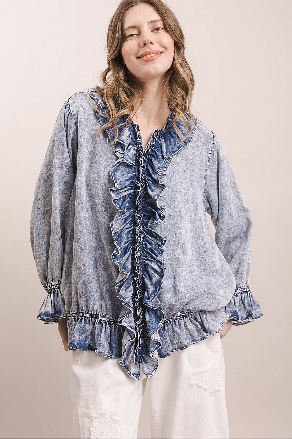 Whispering Willow Ruffle Blouse