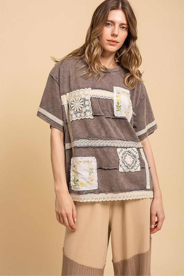 Vintage Charm Blue Cotton Top