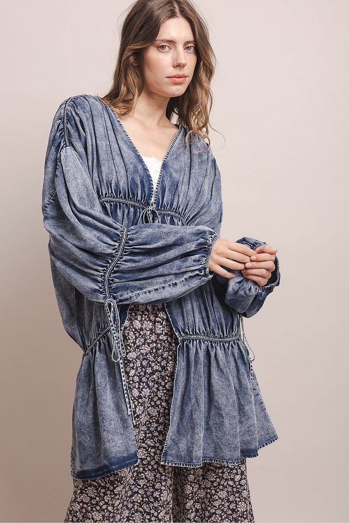Canyon Creek Tiered Denim Cardigan
