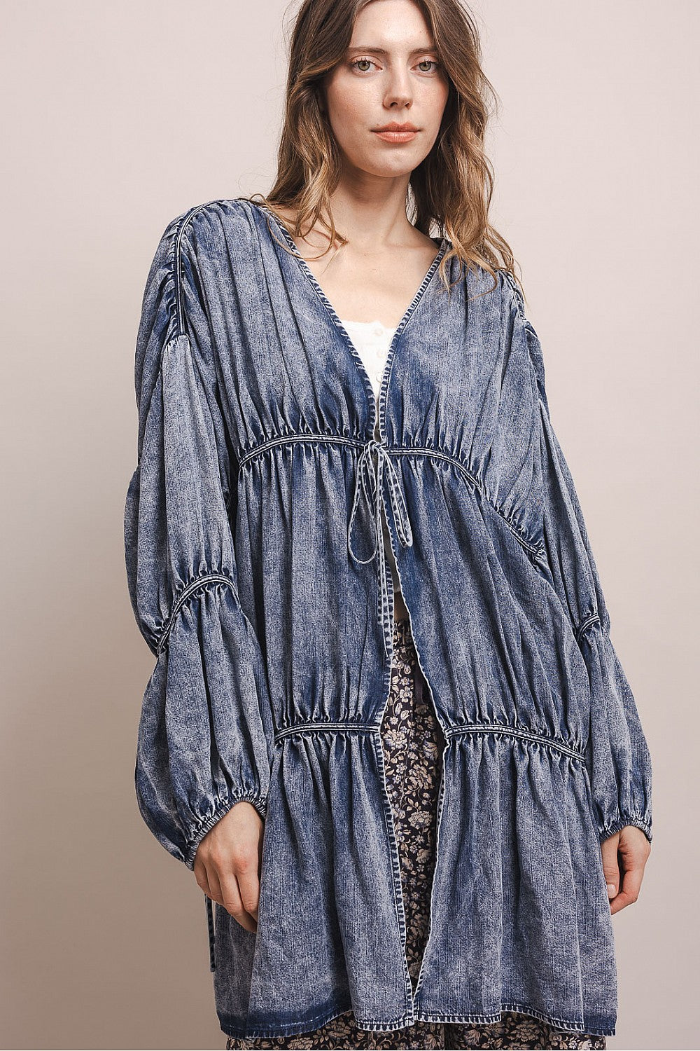 Canyon Creek Tiered Denim Cardigan