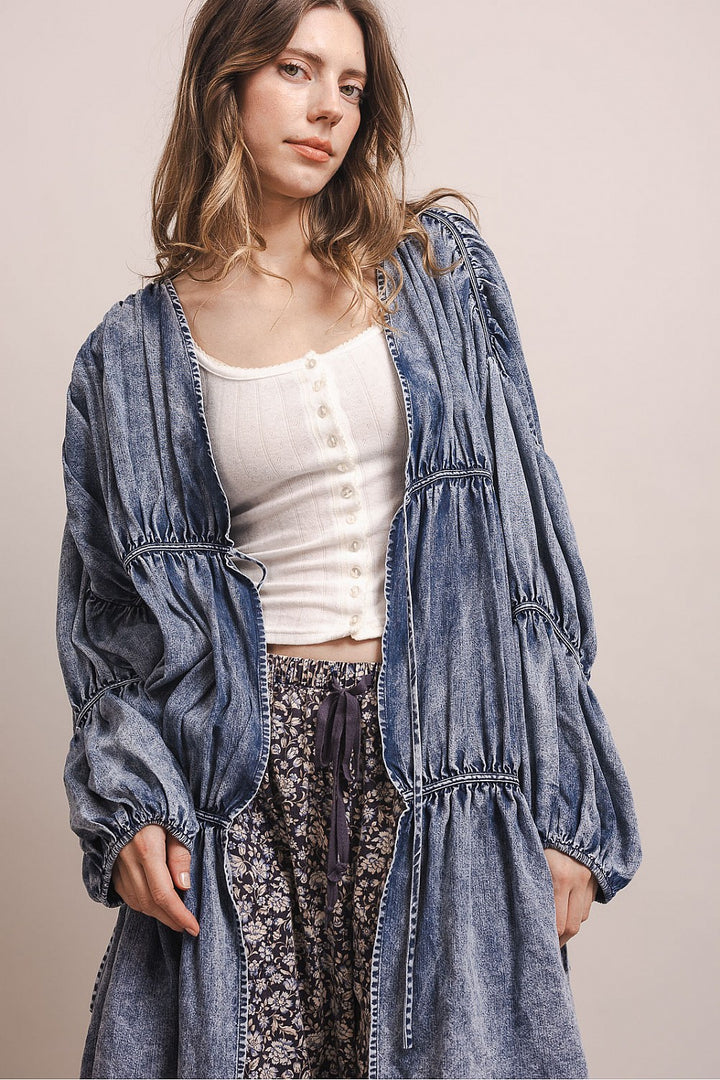 Canyon Creek Tiered Denim Cardigan