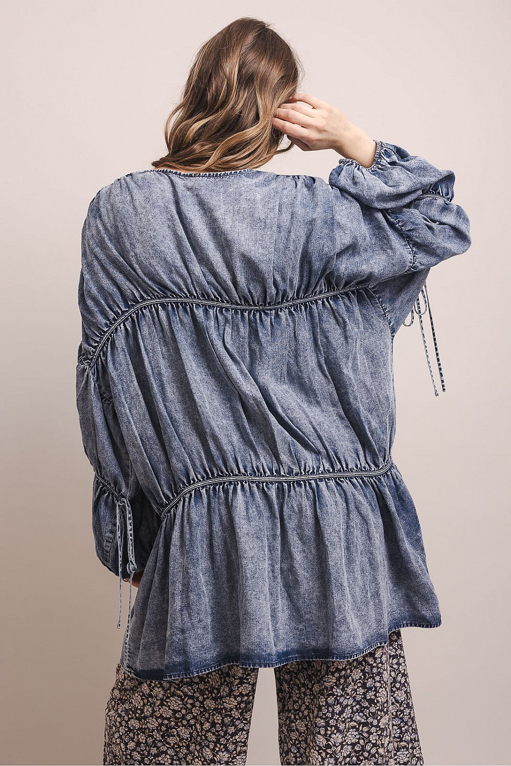 Canyon Creek Tiered Denim Cardigan