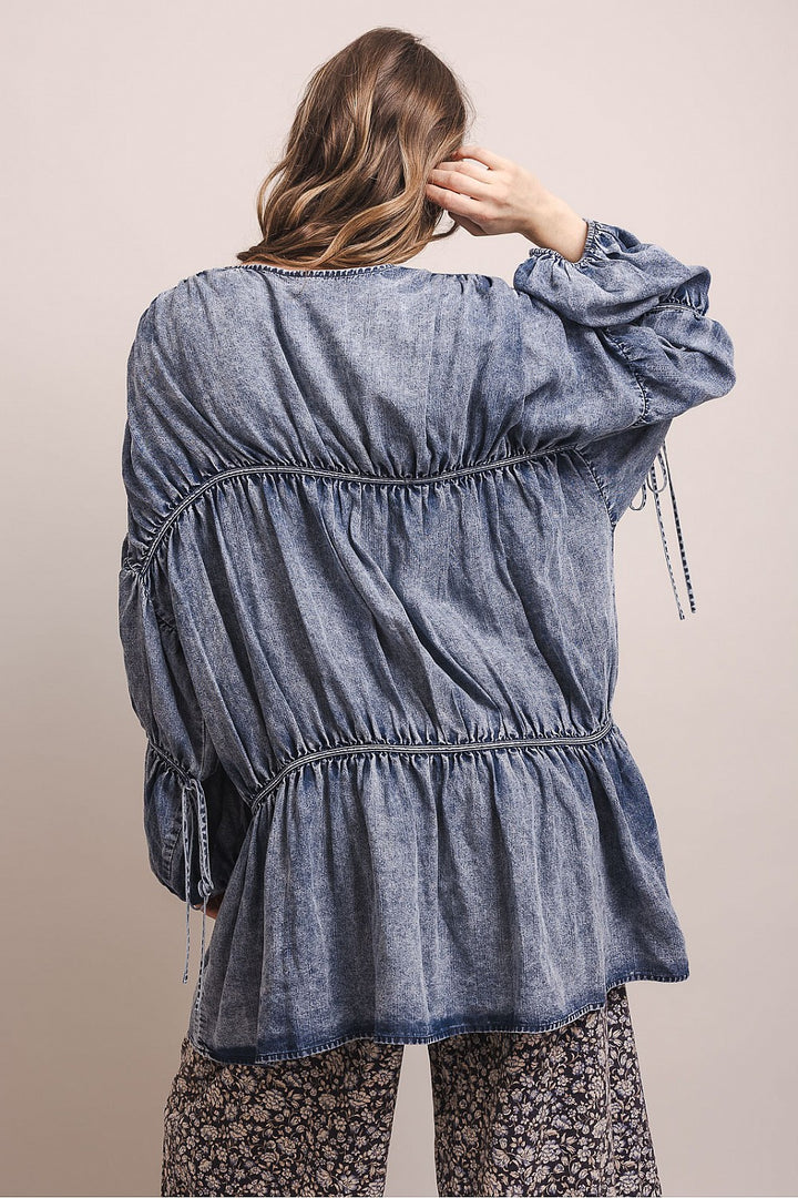 Canyon Creek Tiered Denim Cardigan