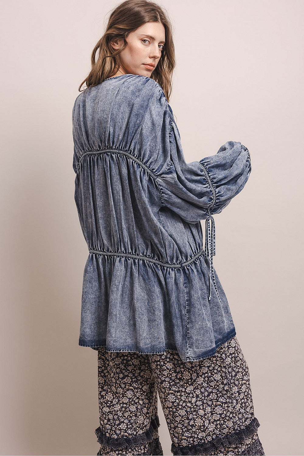 Canyon Creek Tiered Denim Cardigan