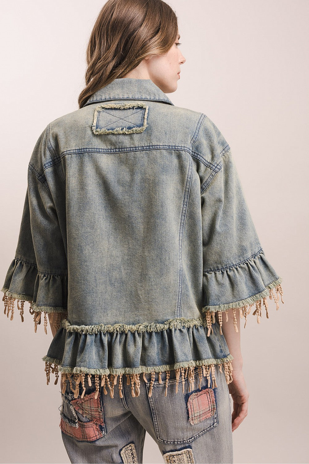 Sierra Lace Fringe Denim Jacket
