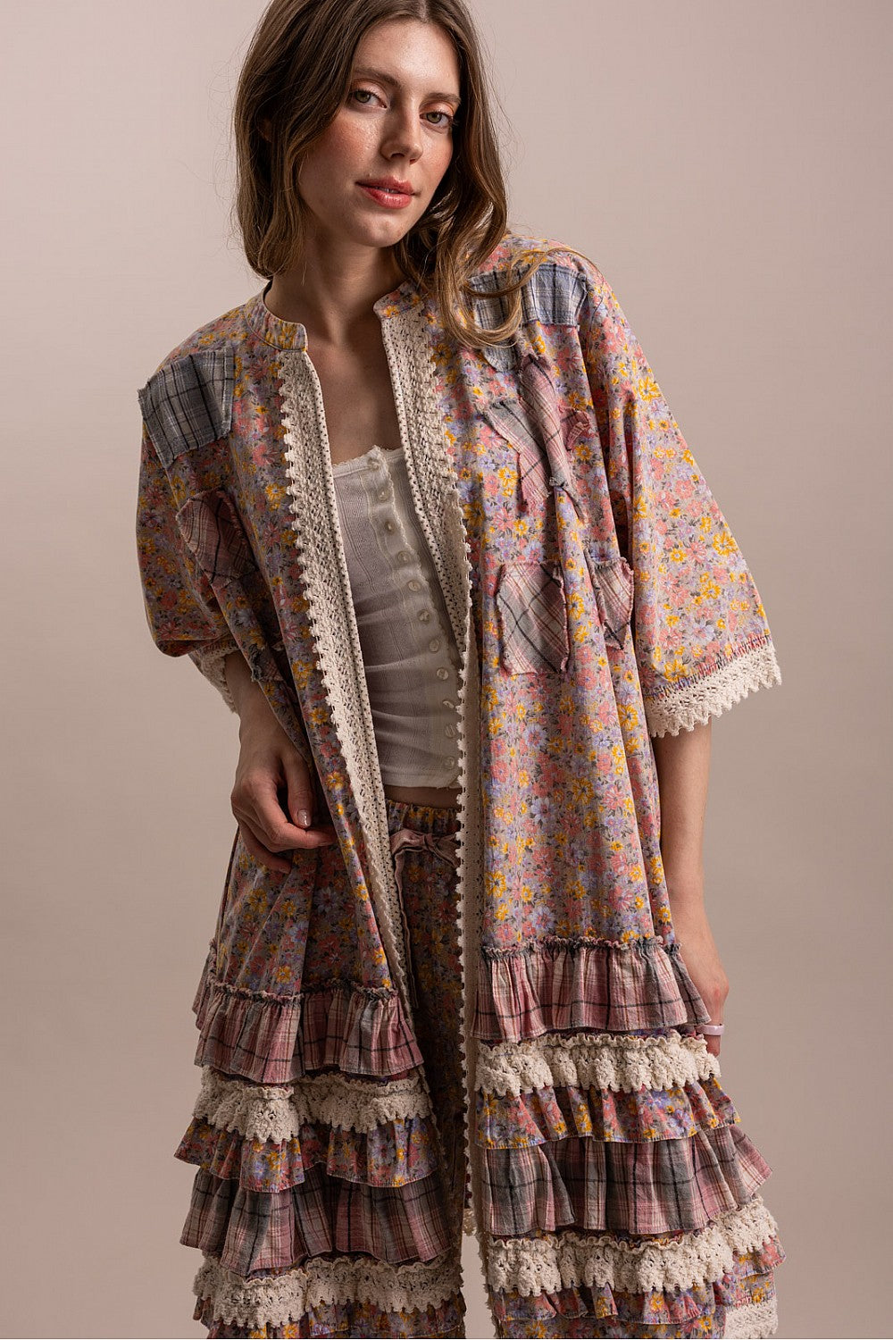 Artisan Floral Pink Kimono