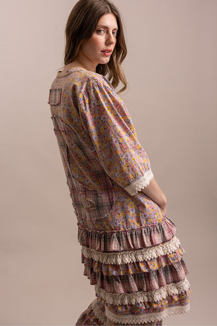 Artisan Floral Pink Kimono