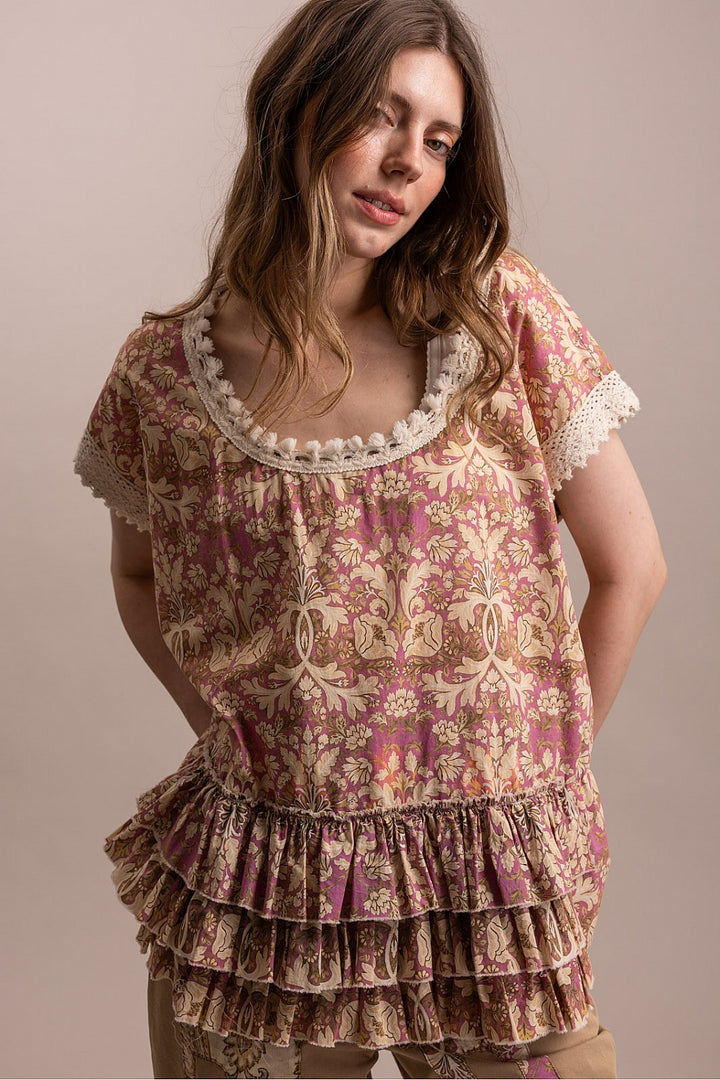 Blushing Lace Cotton Blouse