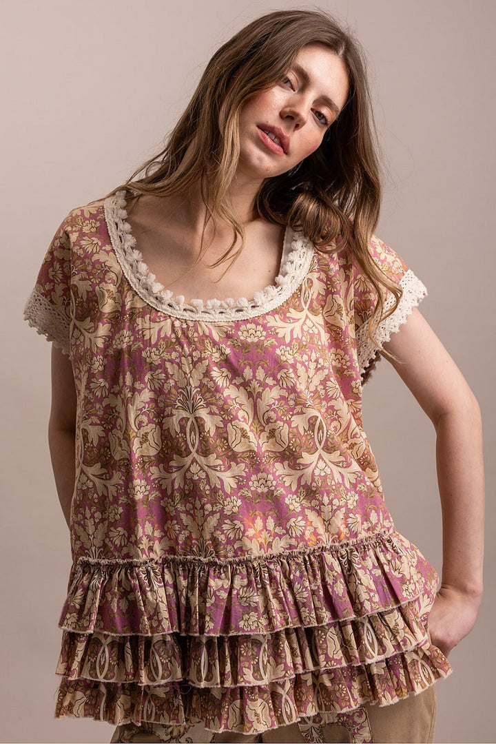 Blushing Lace Cotton Blouse