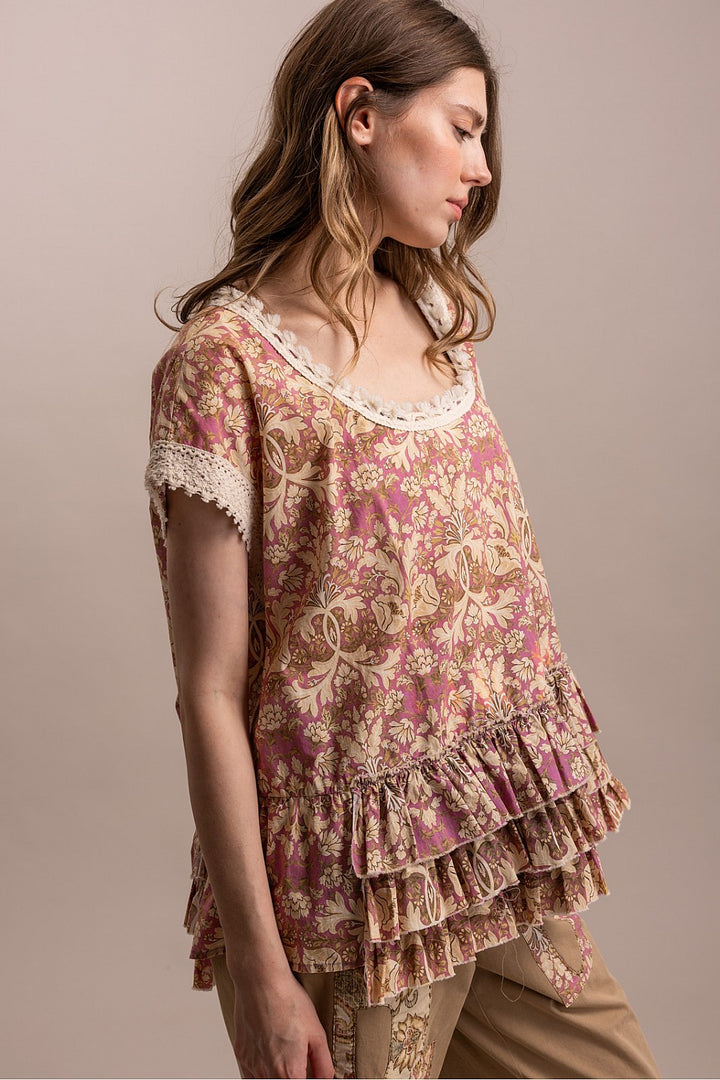 Blushing Lace Cotton Blouse