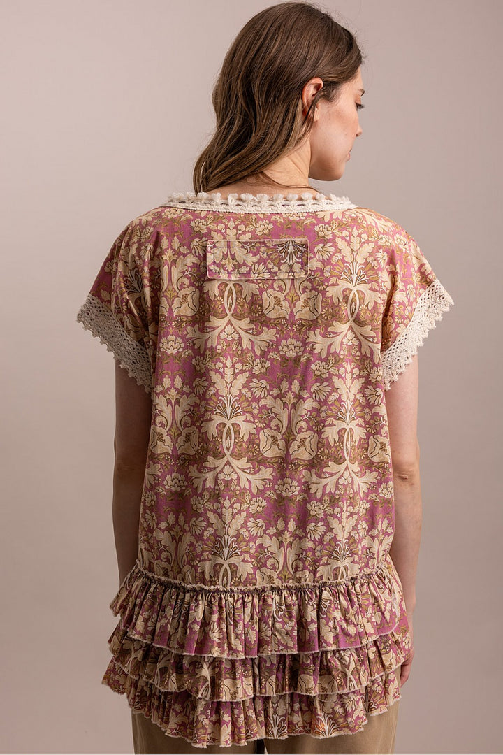 Blushing Lace Cotton Blouse
