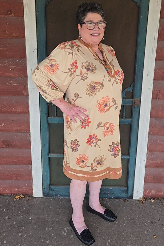 Rustic Blossom Suede Dress