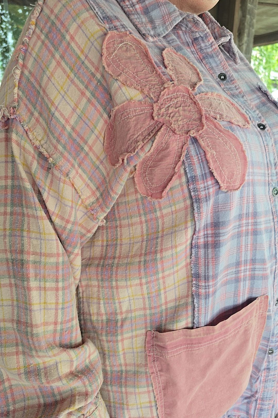 Plaid Daisy Cotton Blouse