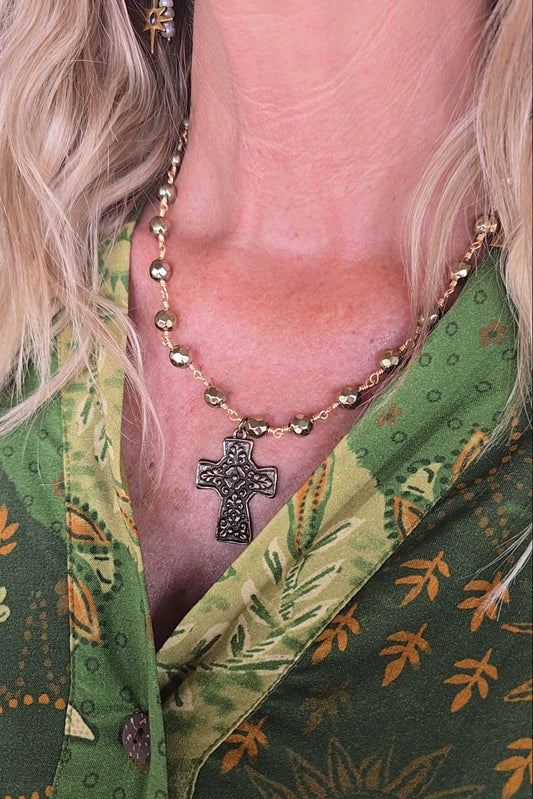 Talus Bronze Cross Necklace