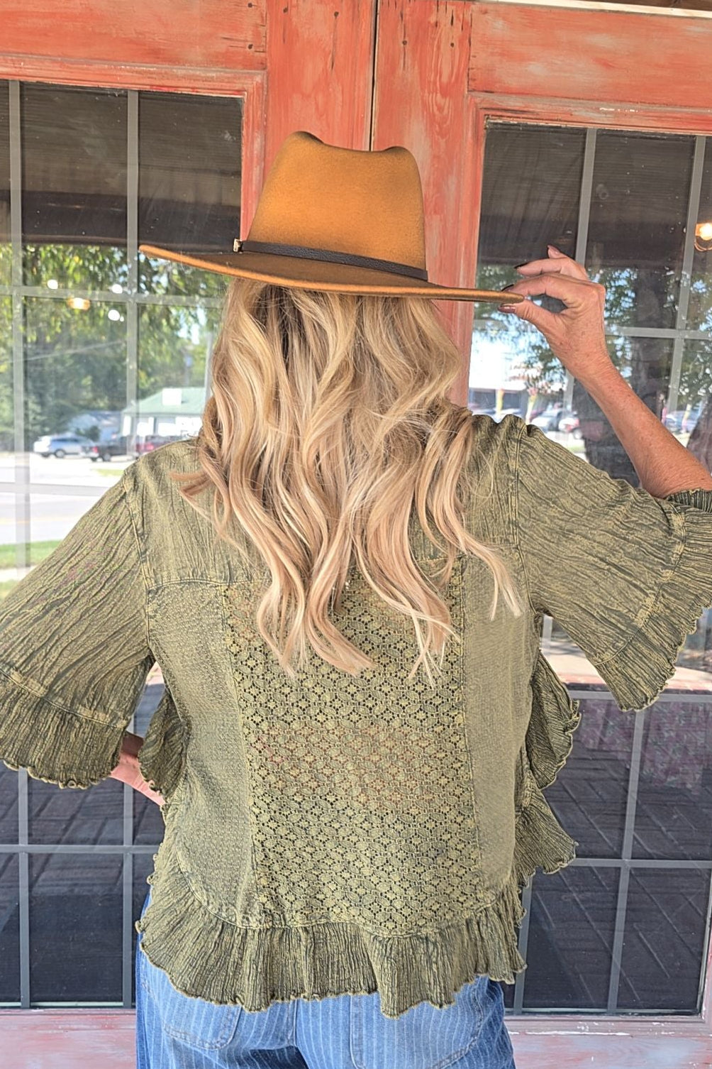 Sweetwater Ruffle Gravel Blouse