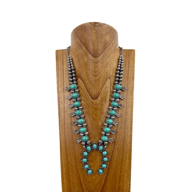 Desert Jade Squash Blossom Necklace