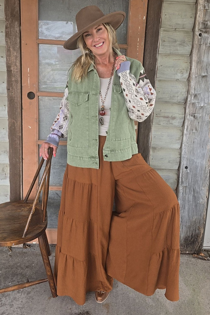 Chestnut Tiered Palazzo Pants