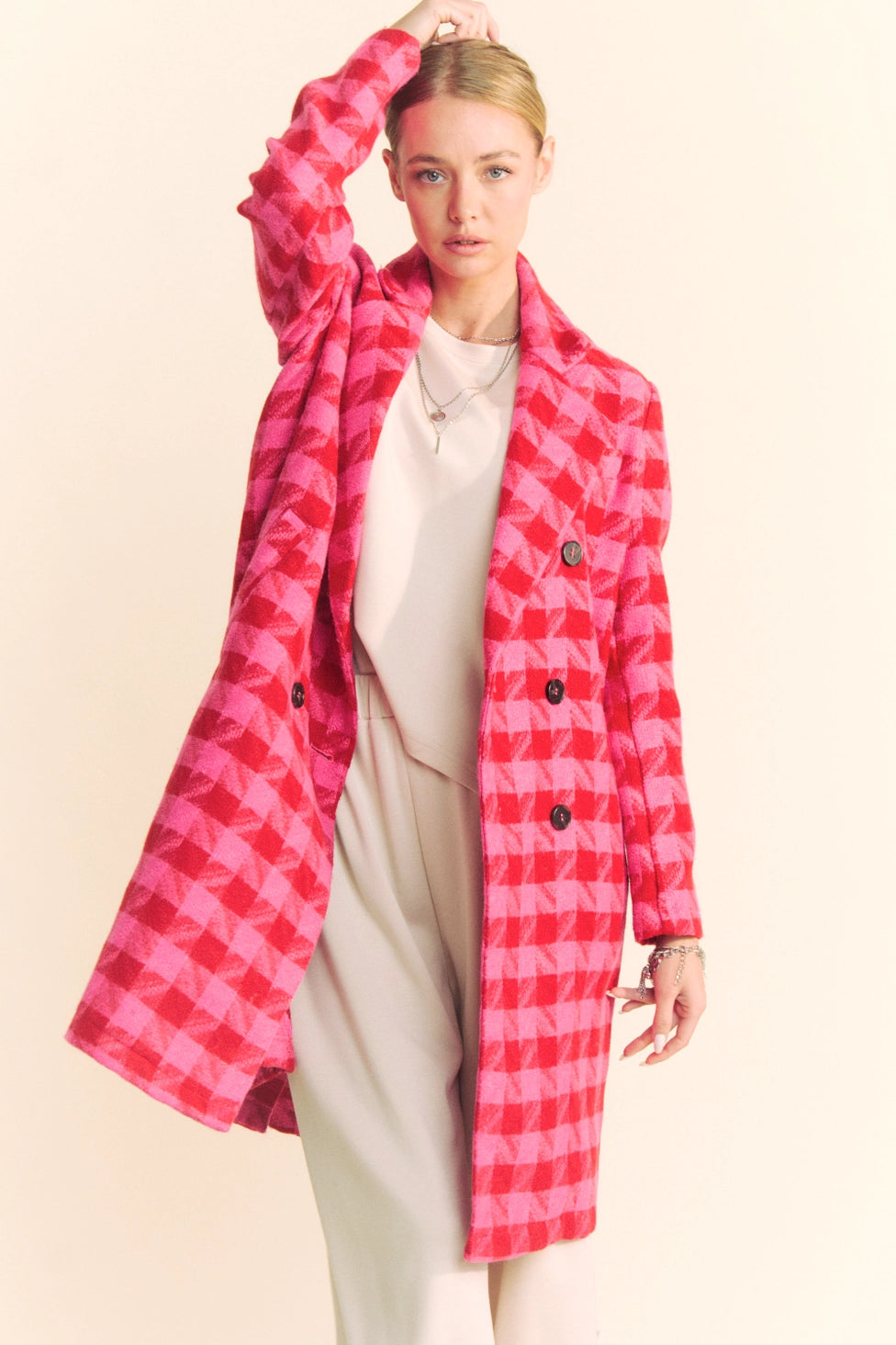 Ruby Romance Houndstooth Coat