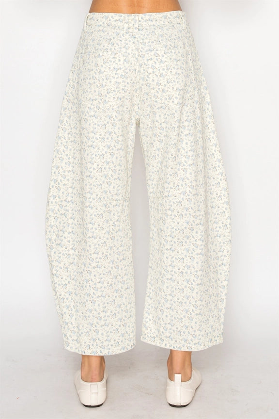 Delicate Wildflower Cream Jeans