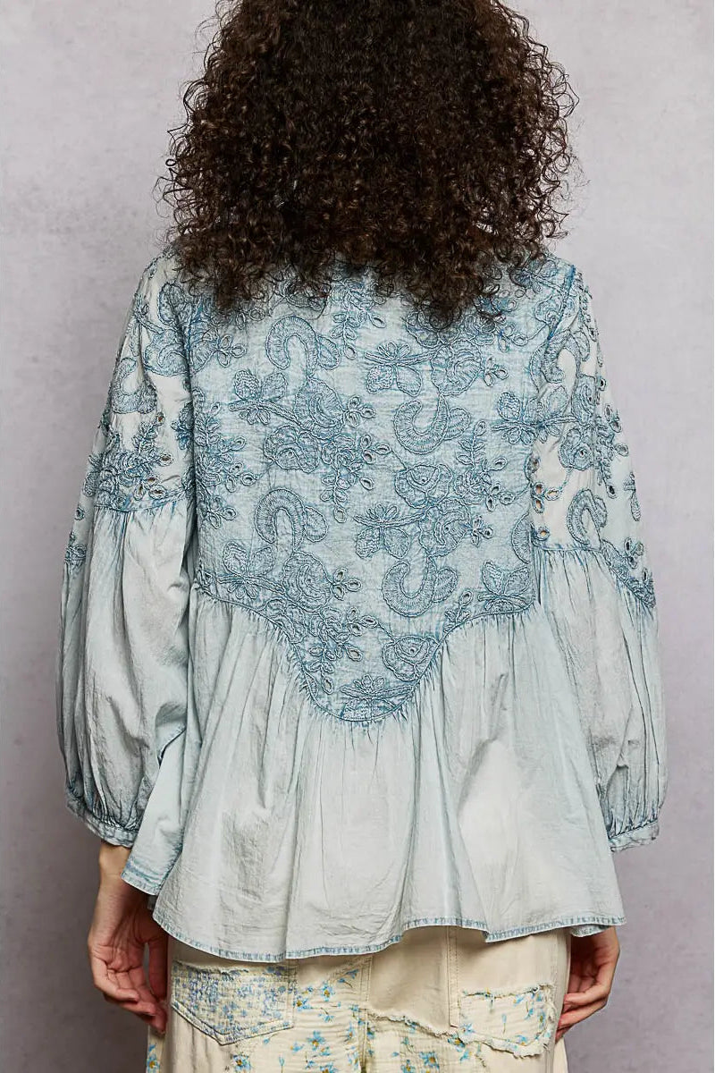 Copper Bloom Blue Top