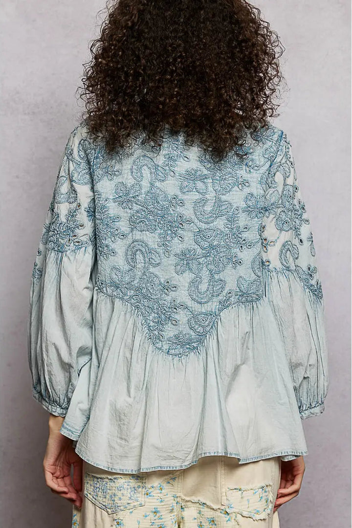 Copper Bloom Blue Top