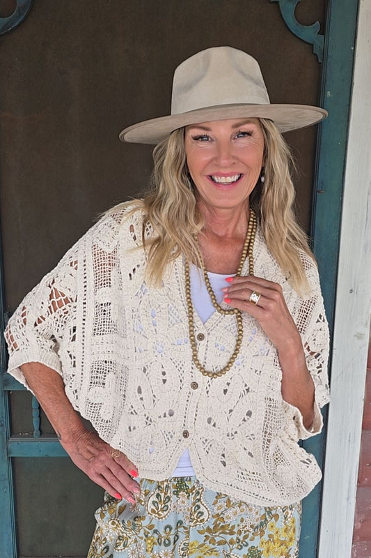 Buttercream Cotton Crochet Cardigan