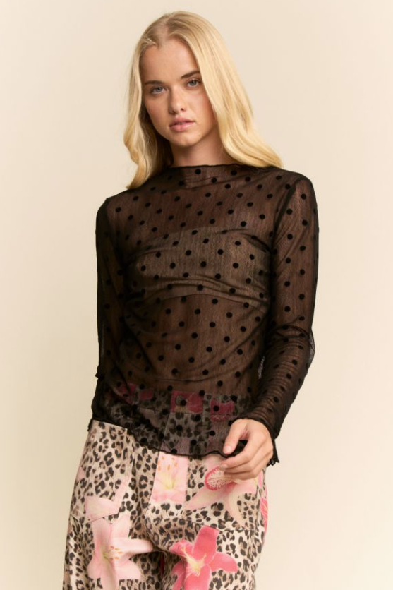 Midnight Dot Mesh Blouse