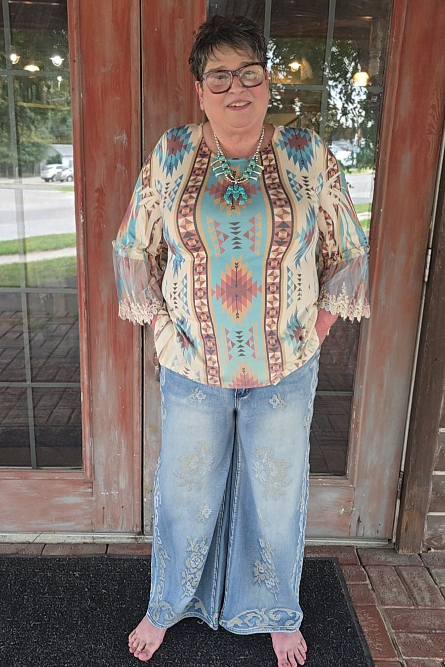 Lattice Stitch Jeans