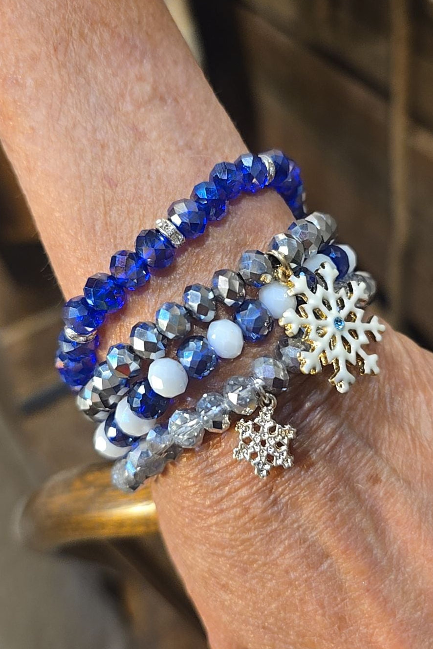 Indigo Snowflake Bracelet Stack