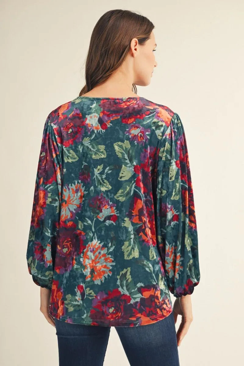 Prairie Bloom Teal Blouse