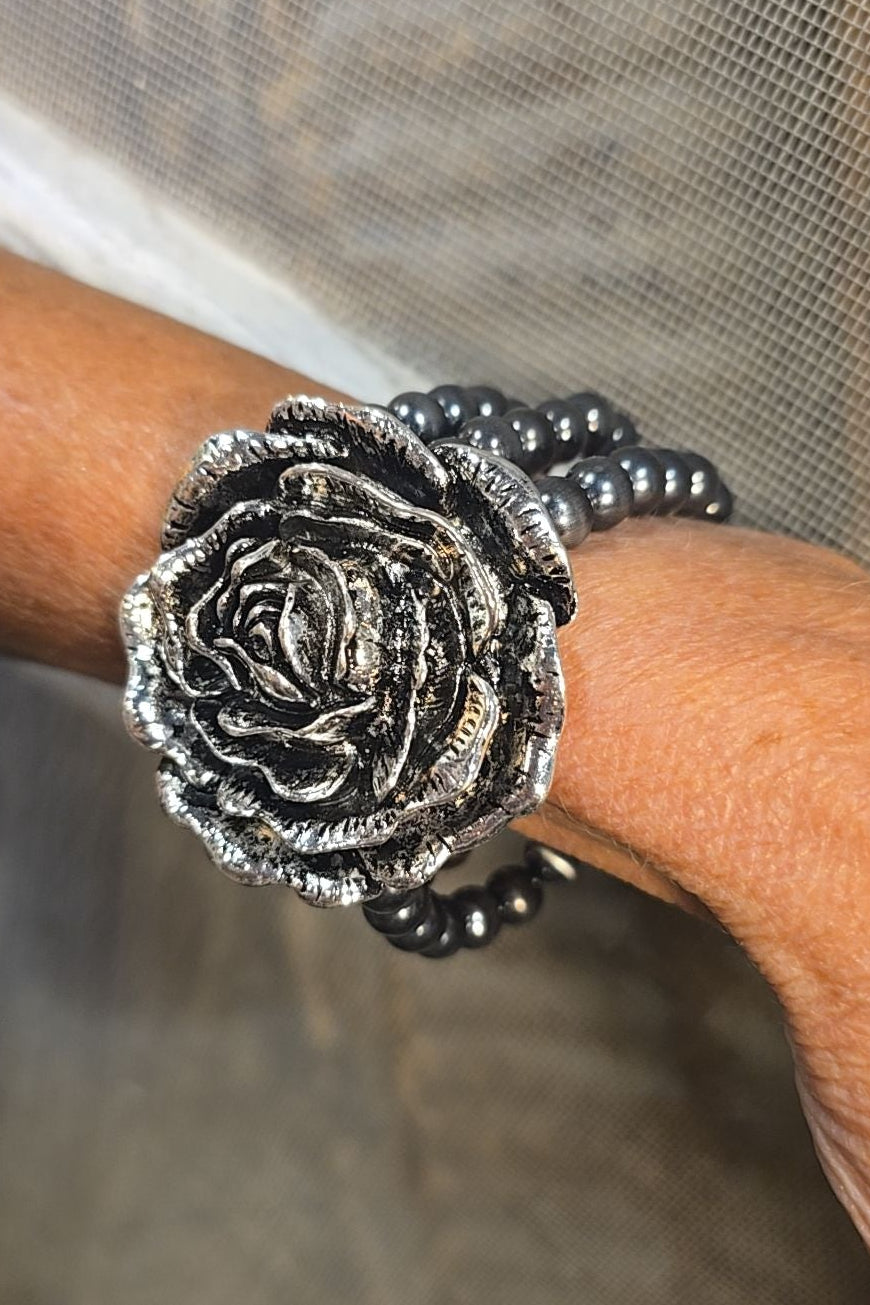 Savannah Silver Rose Bracelet