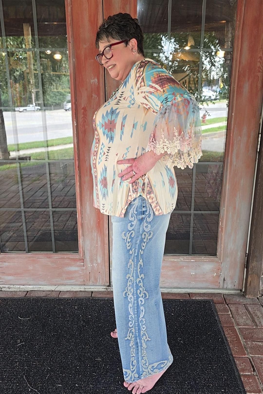 Lattice Stitch Jeans