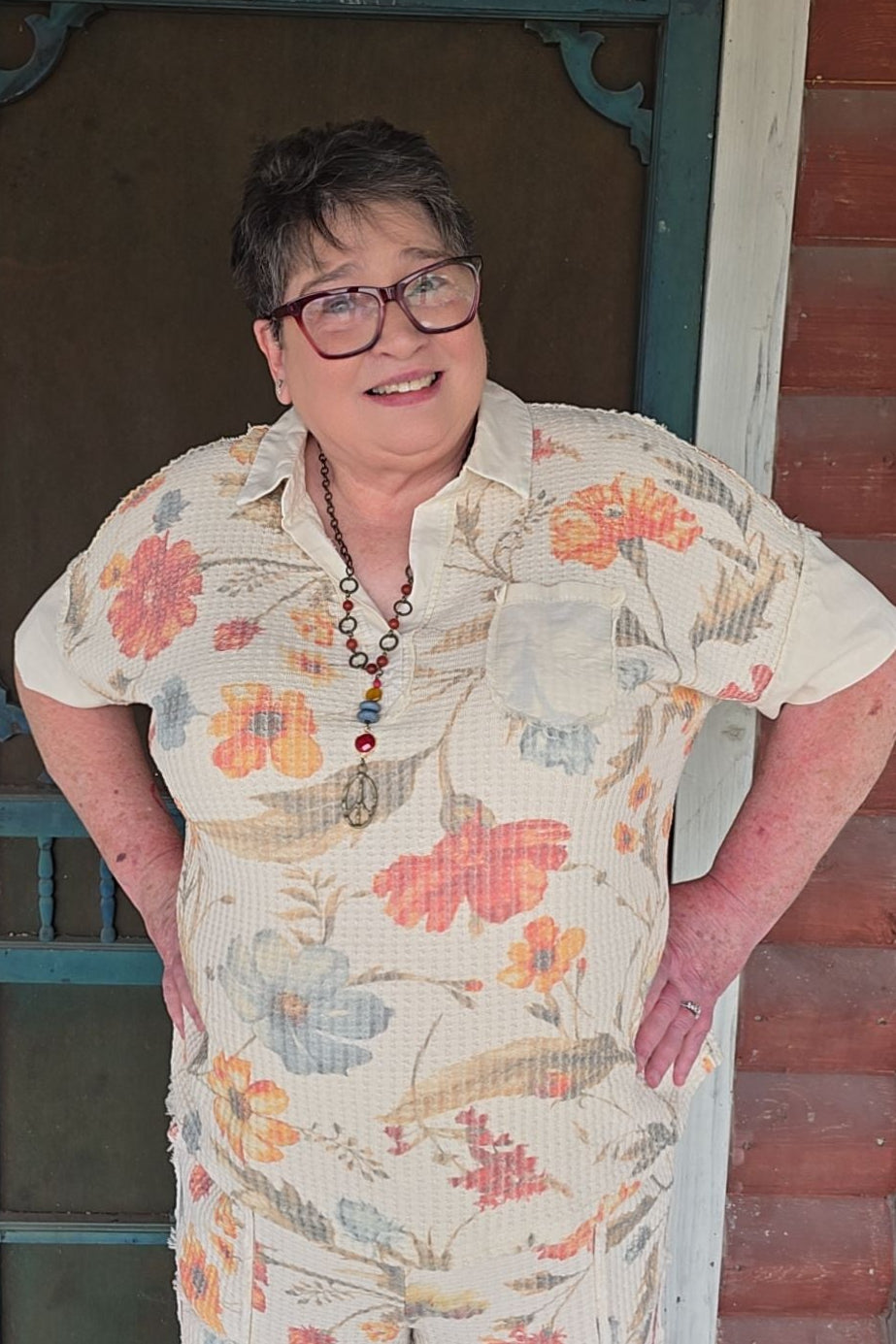 Flower Market Amber Waffle Top