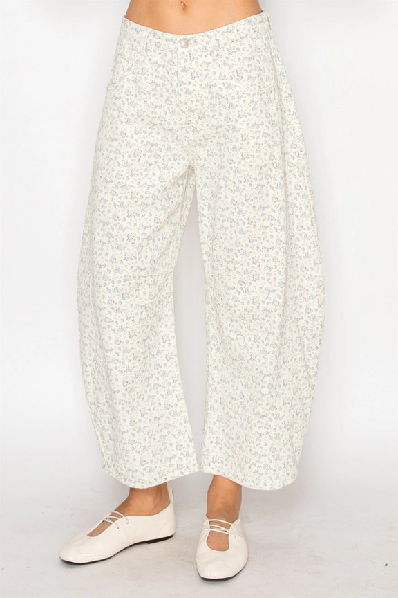 Delicate Wildflower Cream Jeans