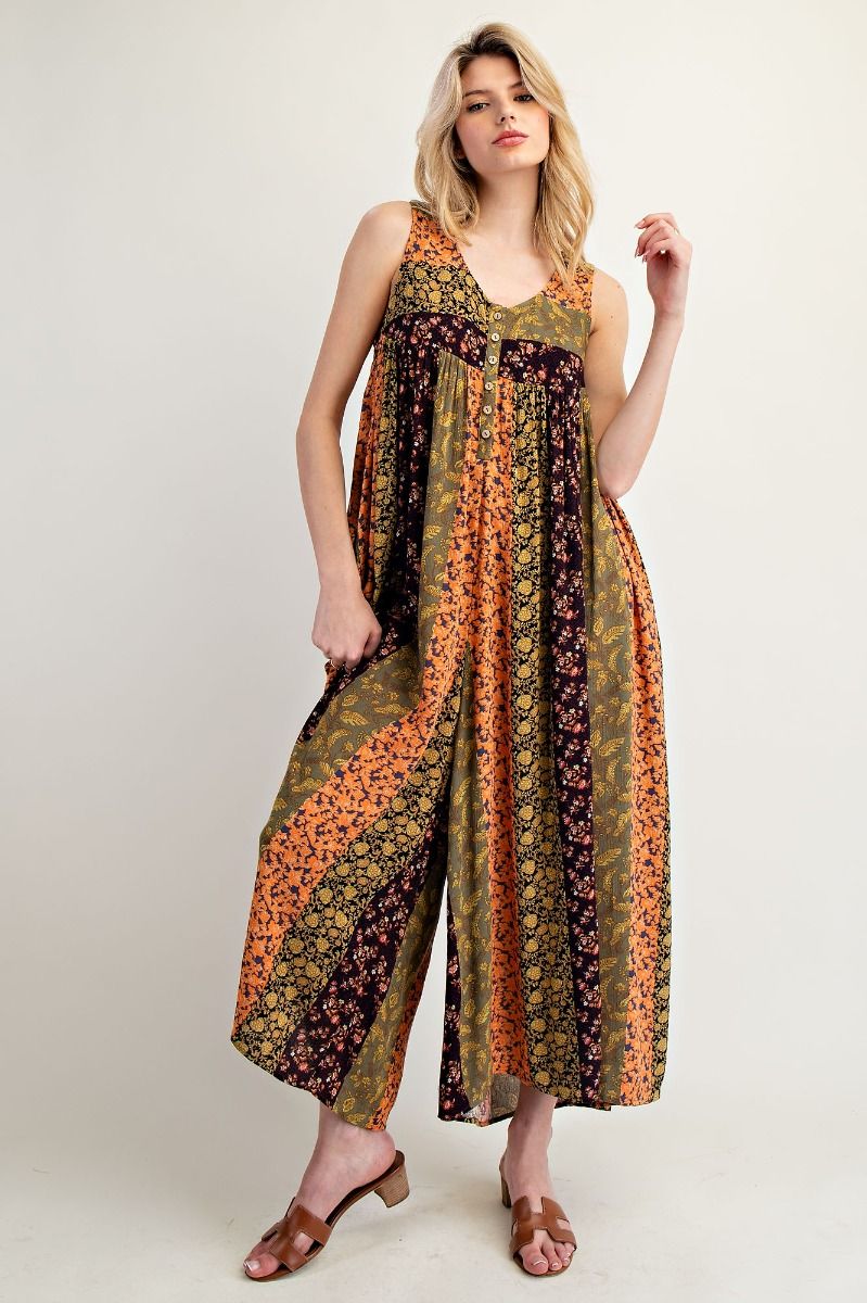 Backroad Orange Floral Romper