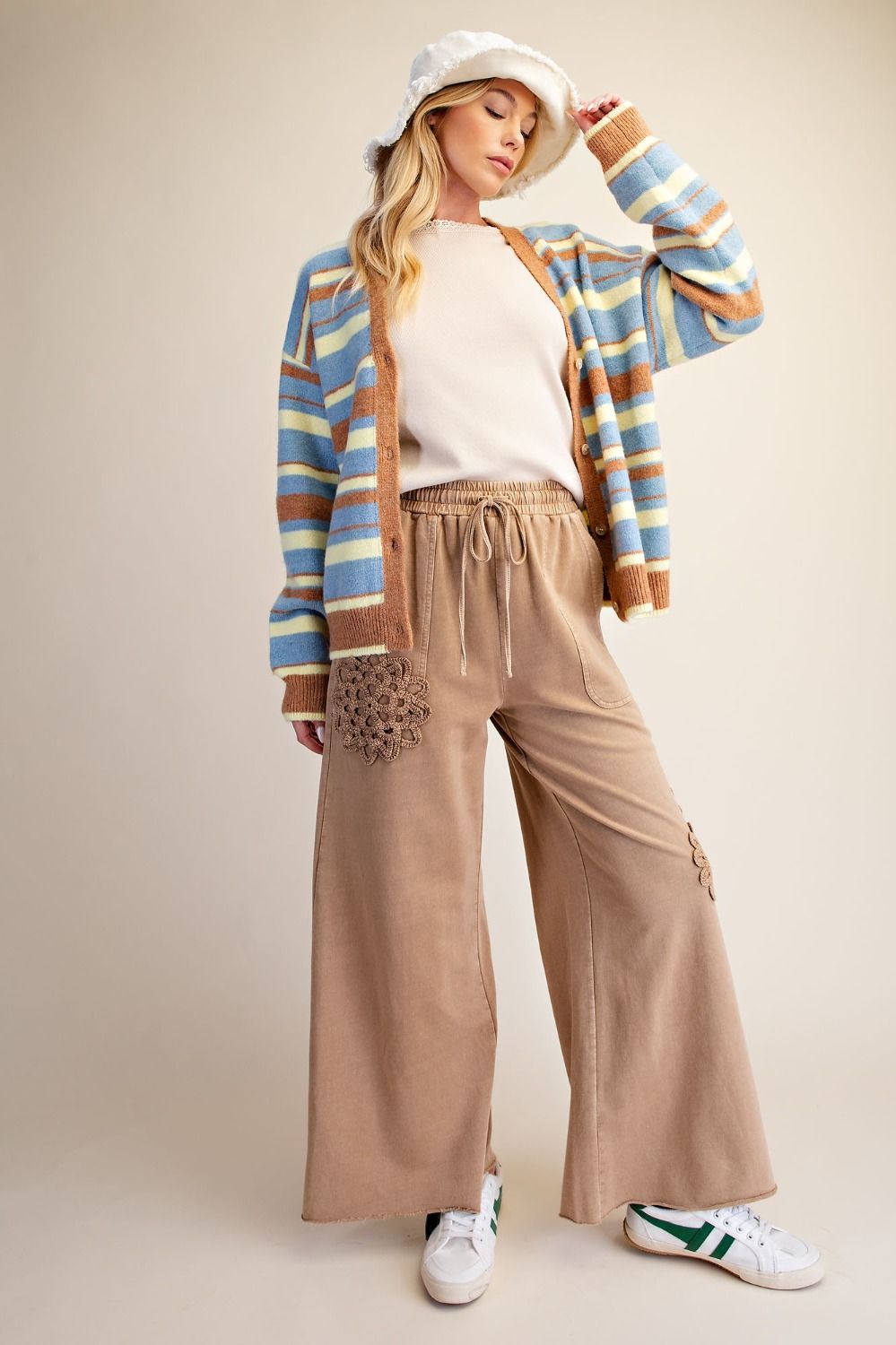 Mocha Cotton Crochet Pants