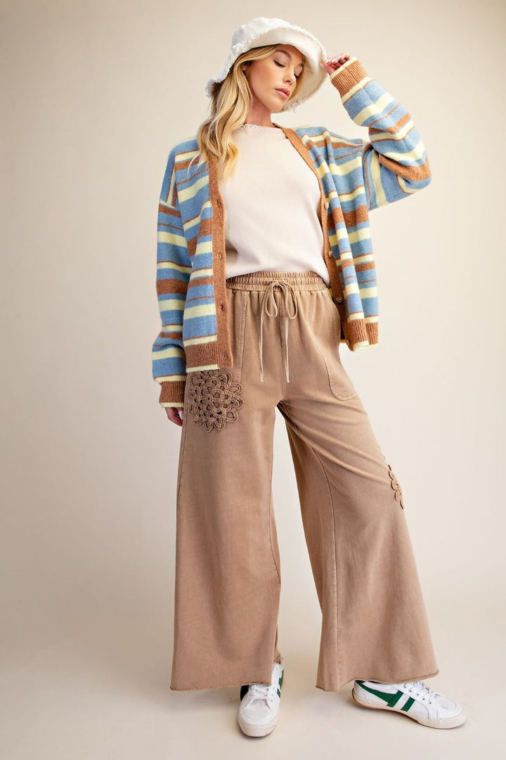 Mocha Cotton Crochet Pants